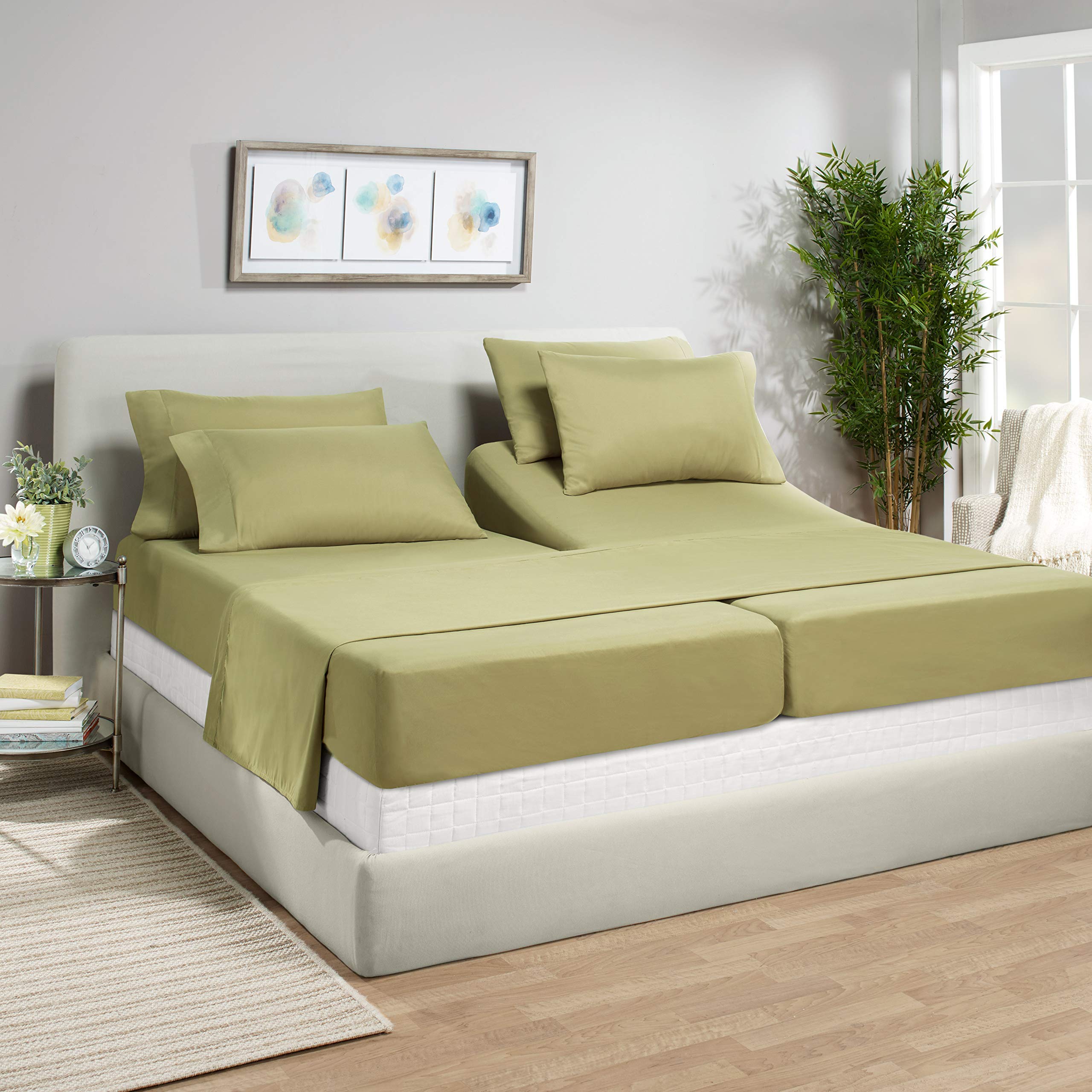 Premium 800 Thread Count 100% Cotton Split California King Sheets Set - 4PC Bedding for Adjustable Beds with 21