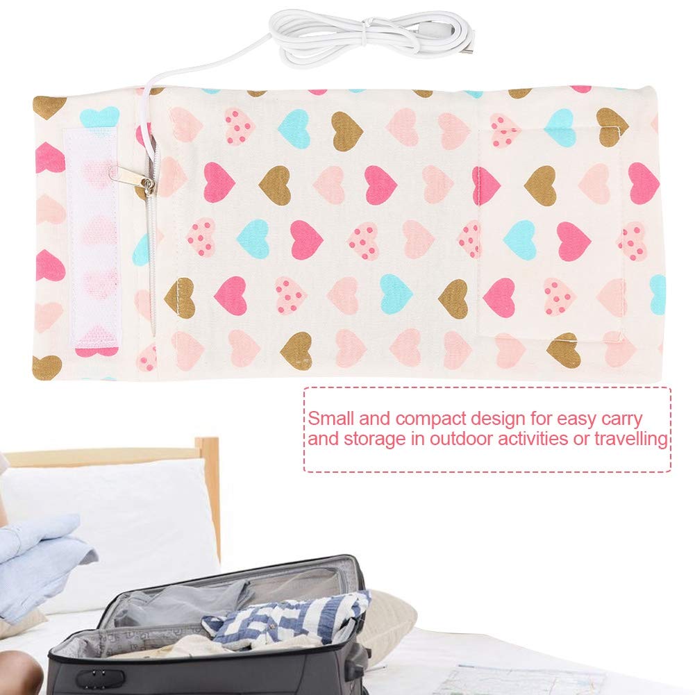 Portable USB Rechargeable Baby Bottle Warmer - Foldable Milk Bottle Heater for Travel, Car & Long Trips | Fast Heating Cloth Bag Design for On-the-Go Parents | Perfect for Road Trips, Airplane Travel & Outdoor Feeding