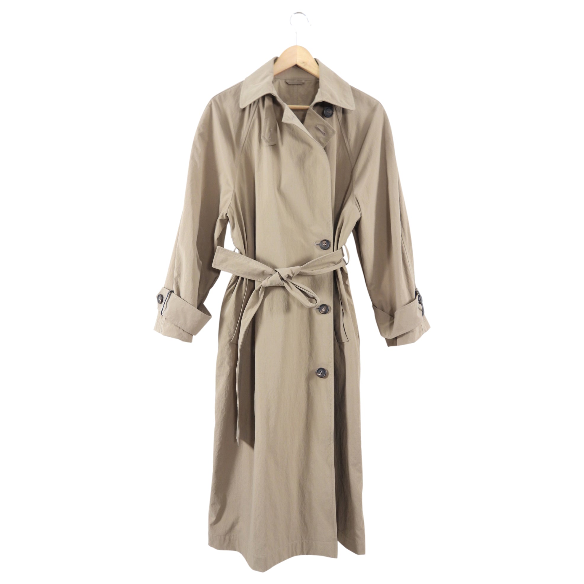 Brunello Cucinelli Beige Belted Trench Coat with Monili Bead Detailing - Women's S/M Size - Perfect for Work, Travel & Special Occasions