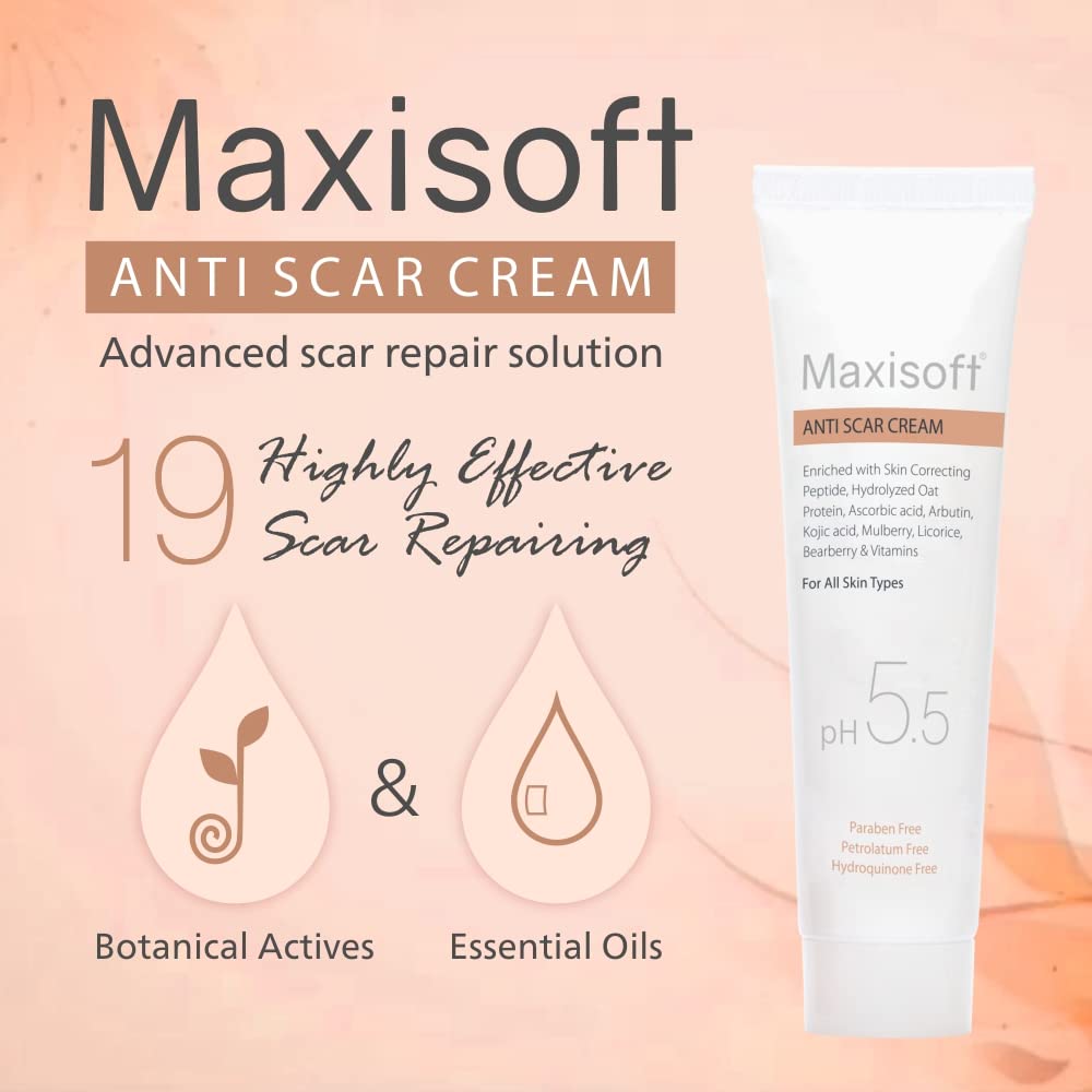 Maxisoft Anti Scar Cream for Acne & Pimple Removal - Dark Spot Corrector, Pigmentation & Blemish Treatment - pH Balanced Facial Cream (25g) - Perfect for Post-Acne Care & Daily Skin Brightening
