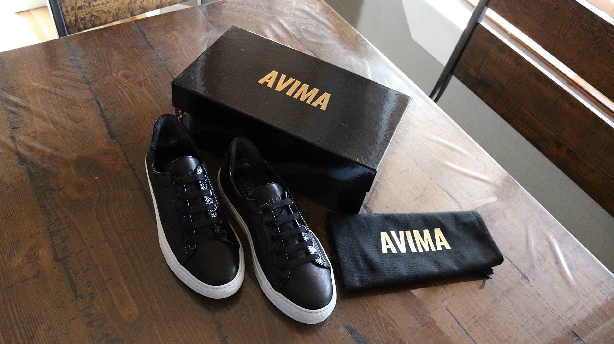 AVIMA Men's Il Capitano Italian Leather Luxury Sneakers - Premium Black Leather Casual Shoes for Men - Perfect for Christmas Gifts, Birthday Presents & Everyday Wear