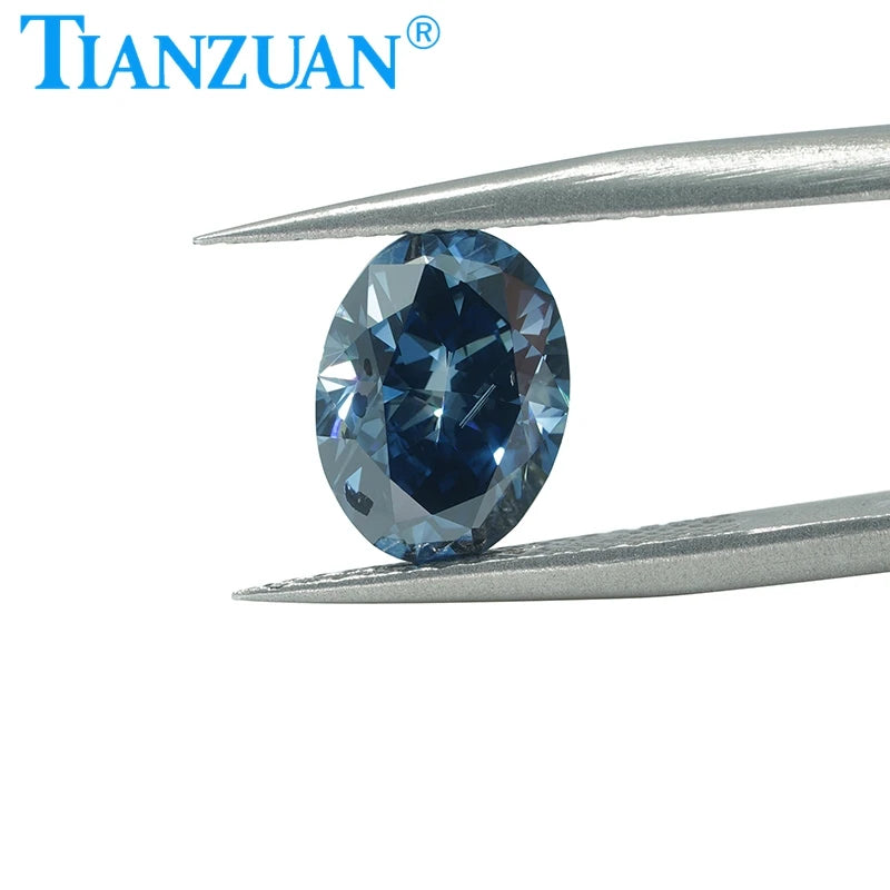 HPHT Lab Grown Oval Cut Diamond - Vivid Blue SI1 Clarity 2EX Loose Gemstone with GEMID Certification | Perfect for Engagement Rings, Jewelry Making & Luxury Gifts