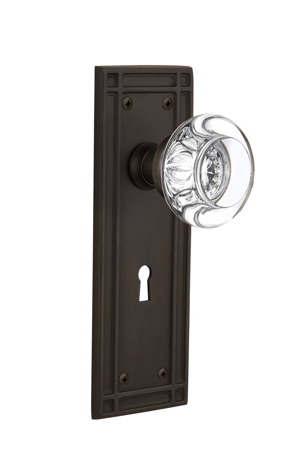 Vintage Mission Style Glass Door Knob with Keyhole - 2.75