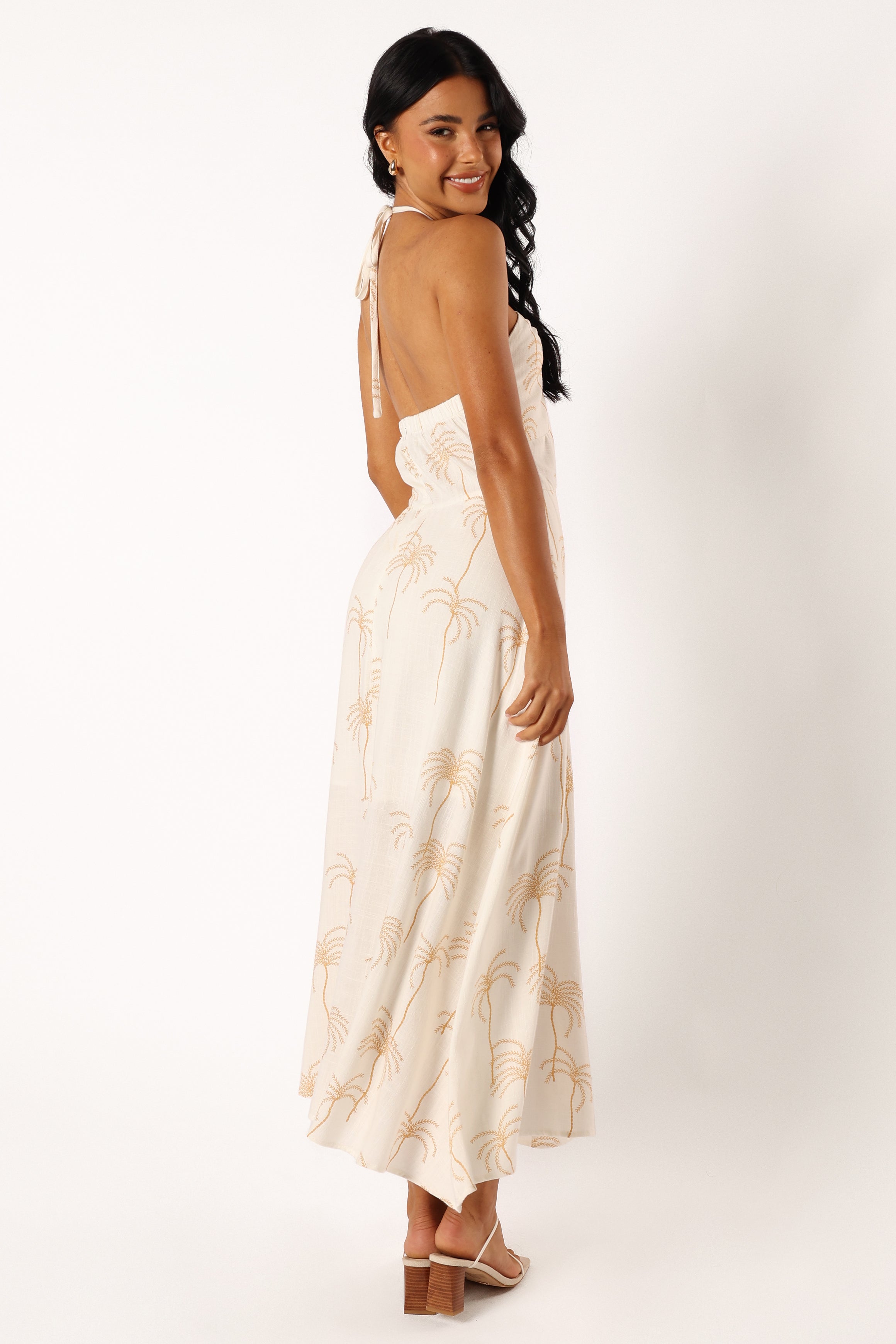 Granger Halterneck Midi Dress - Floral Print White Summer Dress for Women | Beach Vacation, Date Night & Casual Outings