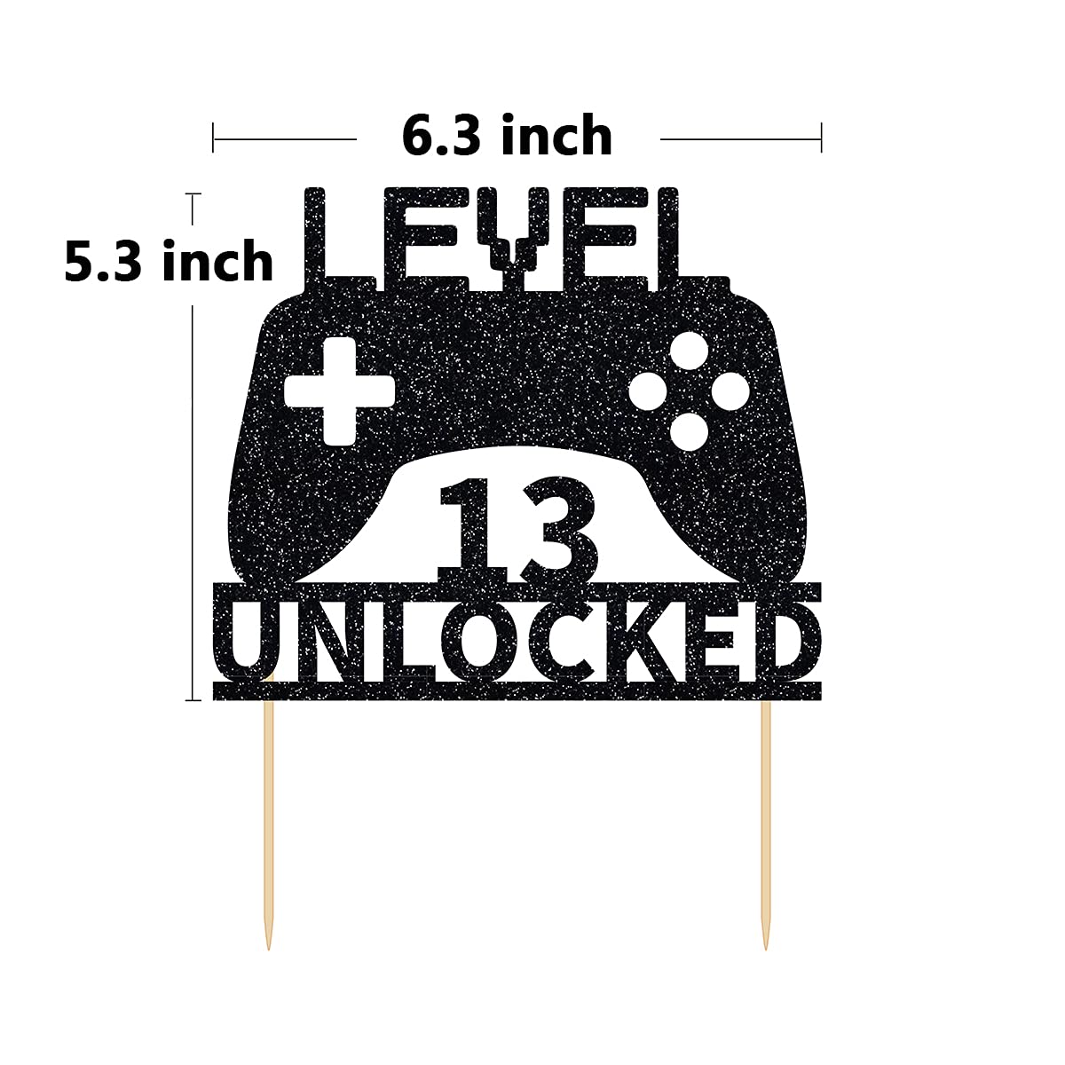 Level 13 Unlocked Cake Topper - Video Game Controller Birthday Decoration for 13th Birthday Parties | Perfect for Gaming Themed Cakes and Celebrations