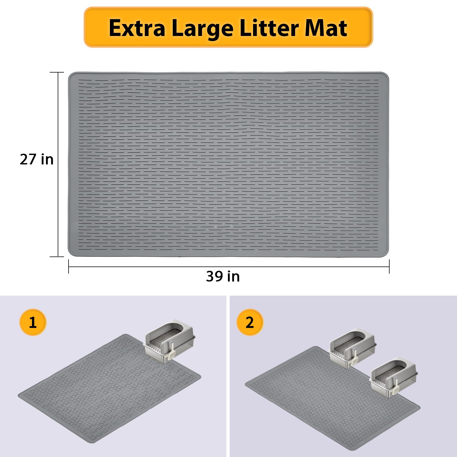 **Waterproof Cat Litter Mat - 39x27in Large Washable Rubber Litter Box Mat for Indoor Floors | Traps Litter & Easy to Clean | Soft & Durable for Kittens & Cats | Perfect for Homes & Apartments**