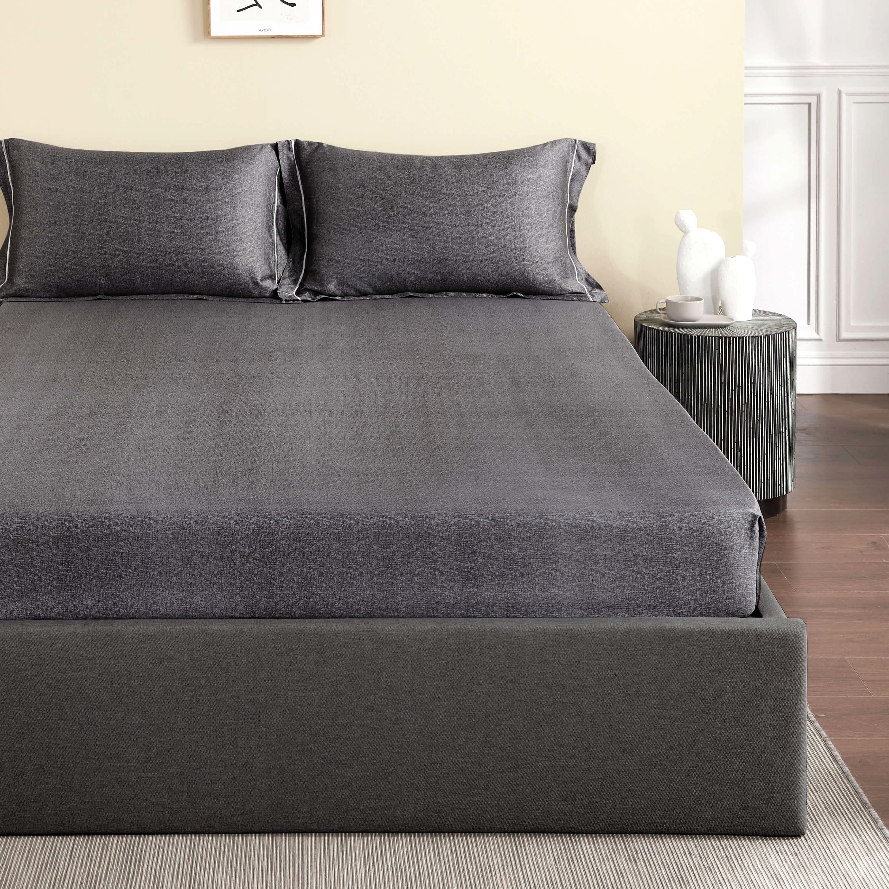 Premium TENCEL™ Heather White Lined Pillowcase Set - Soft & Breathable Bedding for Side Sleepers - Perfect for Luxury Hotels, Guest Rooms & Home Decor