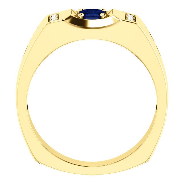 14K Gold Men's Sapphire & Diamond Ring - 3/4 CT Sapphire & 0.12 CTW Diamond Accent - Elegant Wedding Band, Anniversary Gift for Him, Perfect for Engagements & Special Occasions