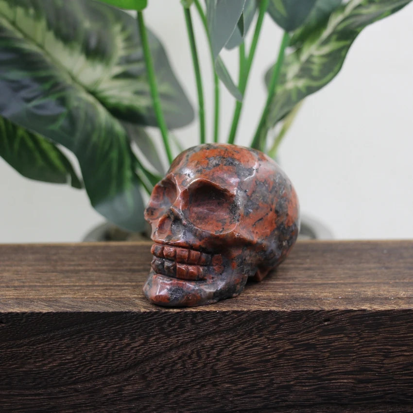 3 Inch Hand Carved Gemstone Skull Statue - Natural Healing Crystal Cranium Figurine for Halloween Decor, Home Office Room Decor, Meditation & Spiritual Gift (Perfect for Altars, Yoga Spaces & Crystal Collections)