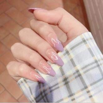 24pcs Short Fake Nails with Fire Design - Finished Artificial Nail Tips for Women - Full Set Nail Art Decals for Manicure, Party & Special Occasions