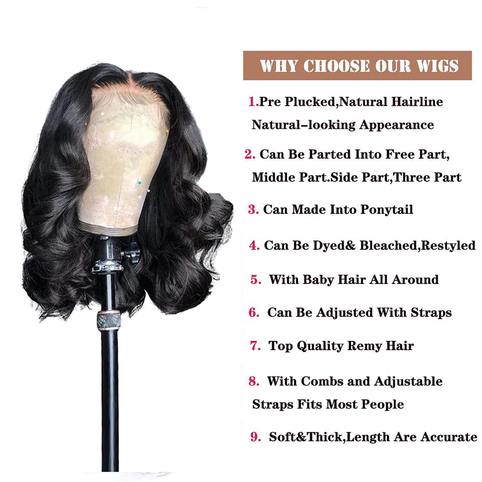 13x6 Body Wave Short Bob Wig - 150% Density Glueless Lace Front Human Hair Wig | Pre-Plucked Bleached Knots, Remy Brazilian Hair for Black Women | Perfect for Daily Wear, Parties & Special Events