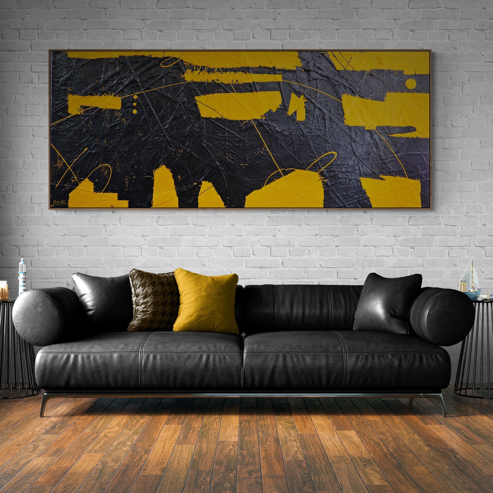 Golden Disclosure 240cm x 100cm Abstract Textured Wall Art - Modern Canvas Painting for Living Room, Bedroom & Office Decor
