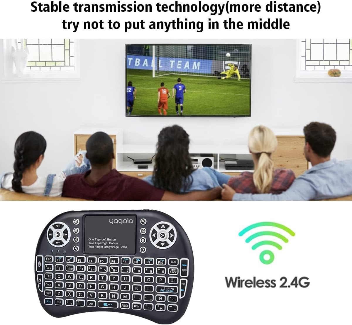 Backlit Mini Wireless Keyboard with Touchpad - 2.4Ghz Portable Keyboard for iPad, PC, Android TV Box, Smart TV, Tablet & Windows OS | Perfect for Home Entertainment, Office Work & Gaming