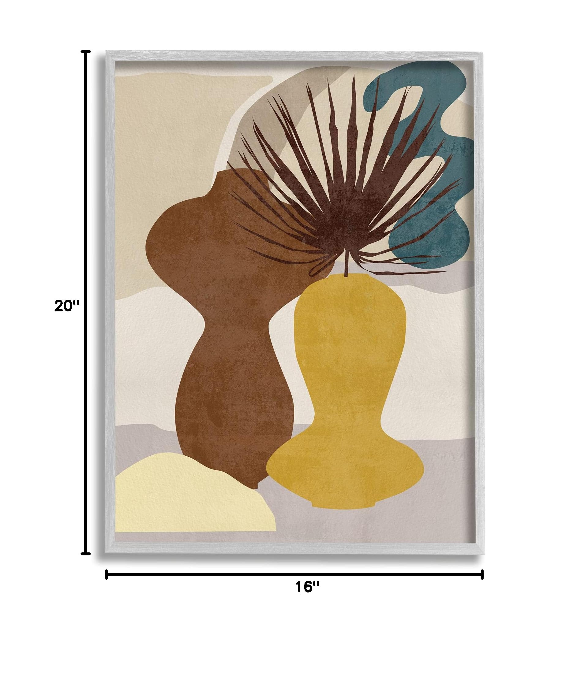 Stupell Industries Modern Yellow Vases with Potted Palm Plant - Boho Home Decor for Living Room, Bedroom & Office
