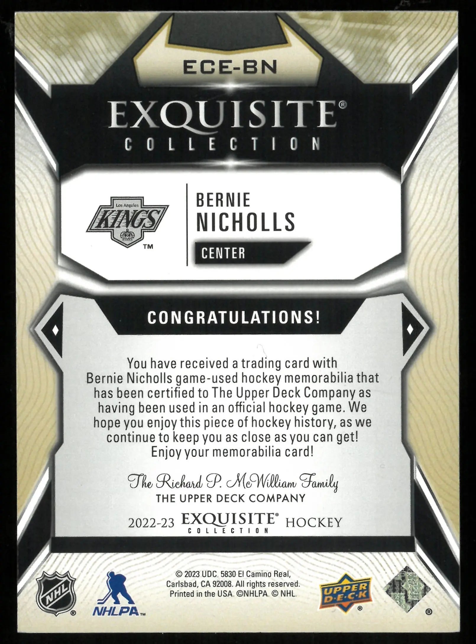 2022-23 Upper Deck Exquisite Hockey Bernie Nicholls Extra Exquisite Jumbo Patch 1/1 - Rare Collectible for Hockey Fans & Sports Memorabilia Enthusiasts - Perfect for Display, Trading, and Investment