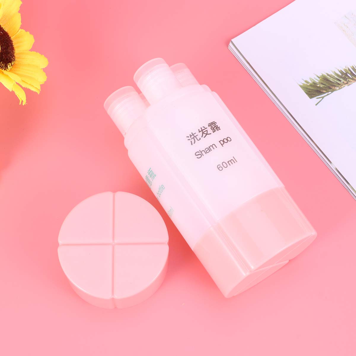 Uonlytech 4-in-1 Travel Bottle Set - 60ml Leak-Proof Silicone Containers for Shampoo, Lotion & Soap (Pink) | Perfect for Air Travel, Gym & Vacation Toiletries Organization