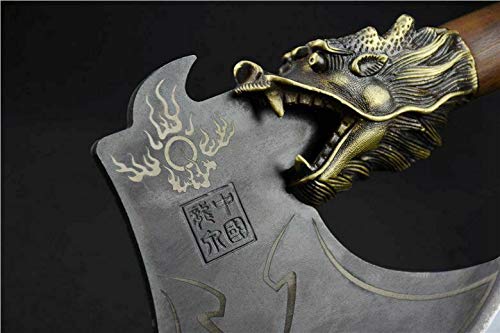 Hand-Forged Manganese Steel Dragon Head Axe - Professional Chef Chopping Knife for Bones & Meat | Durable Sharp Chinese Kitchen Hatchet | Perfect for Home Cooking, Butchering & Outdoor Camping