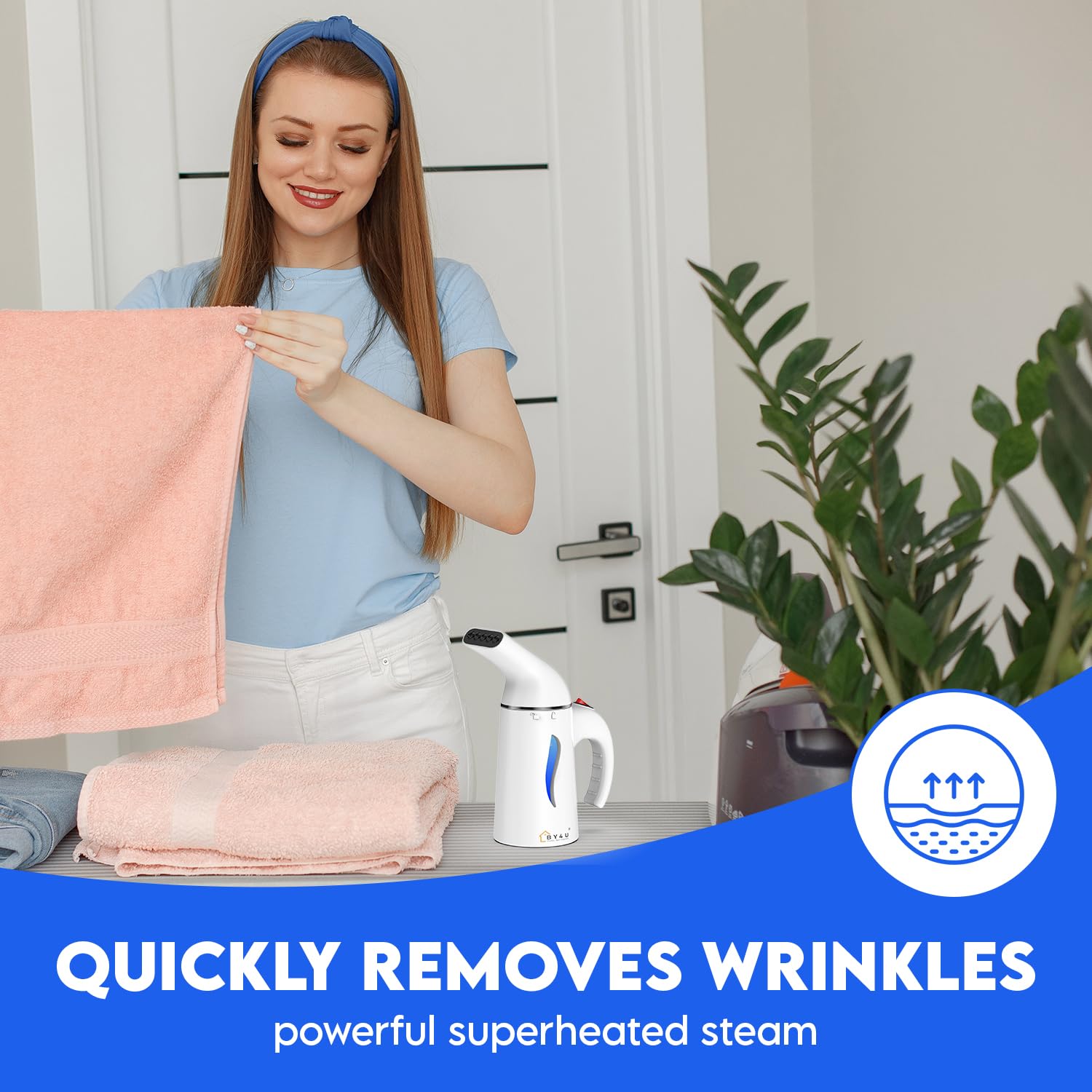 Portable Travel Steamer for Clothes - Powerful Handheld Garment Wrinkle Remover with 8FT Long Power Cord - Compact Mini Steamer for Home, Hotel & Business Trips - Perfect for Suits, Dresses, Shirts & Travel Essentials