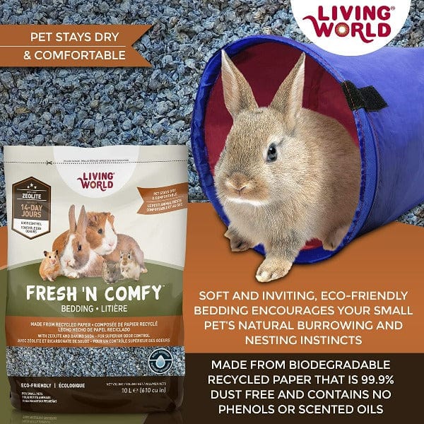 Living World Fresh 'N Comfy Small Animal Bedding - Soft & Absorbent Blue Pet Cage Liner for Hamsters, Rabbits & Guinea Pigs | Perfect for Cages, Hutches & Play Areas