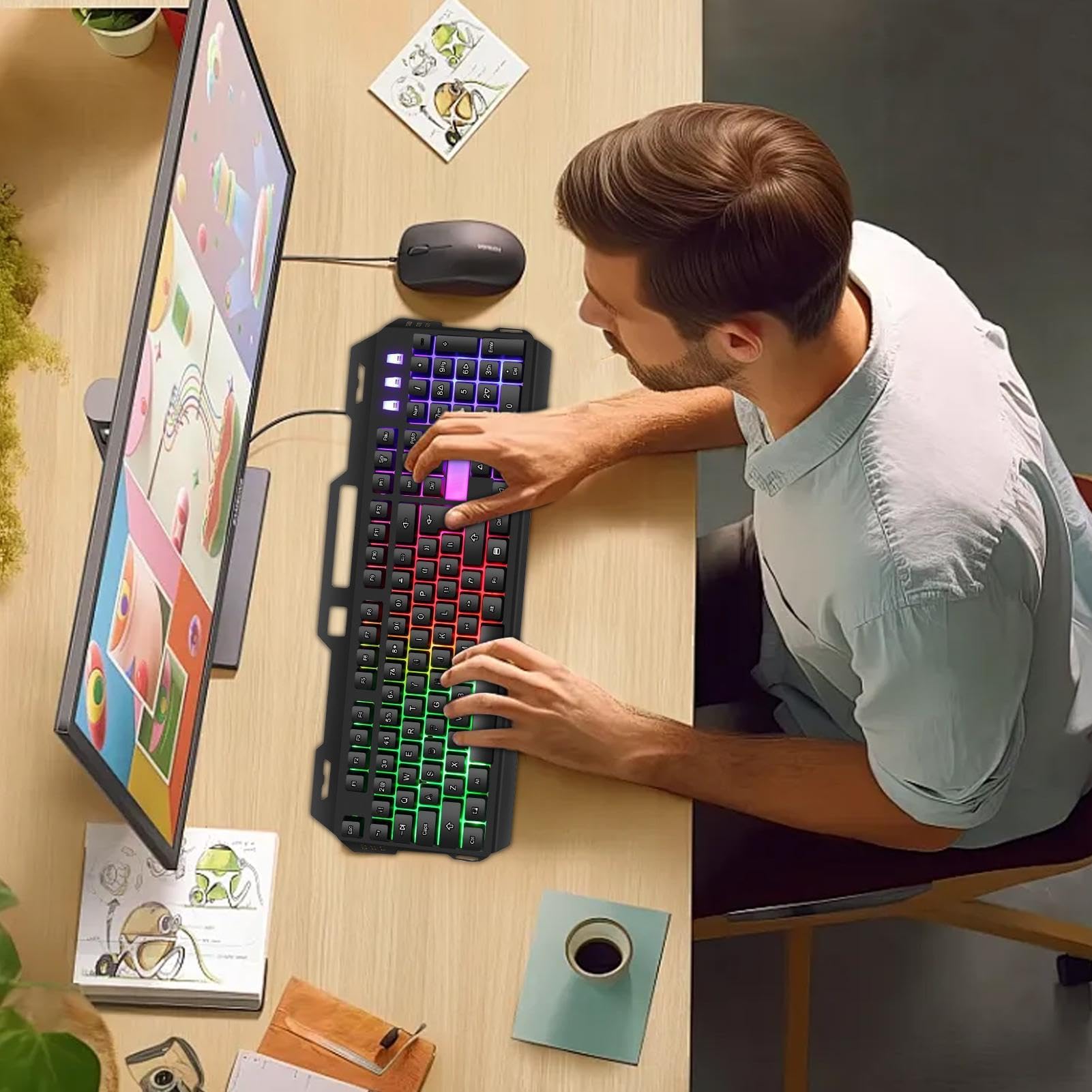 Sulxyi RGB Mechanical Gaming Keyboard with Vibrant Backlighting - High-Performance Switches for PC, Mac, Laptop | Perfect for Gaming, Typing & Office Work