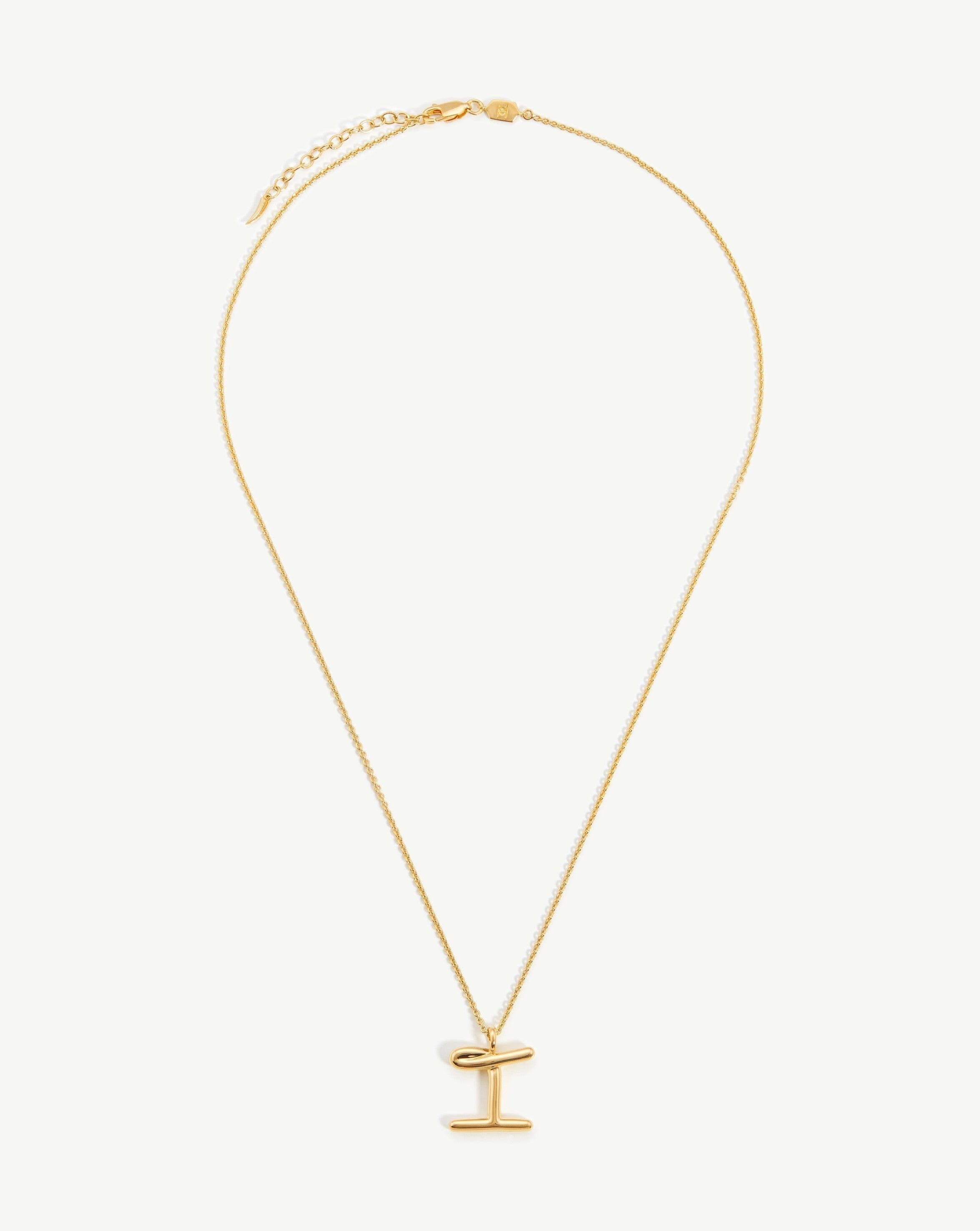 Curly Molten Initial Pendant Necklace - Letter I | 18k Gold Vermeil | Personalized Jewelry Gift for Women, Birthday, Anniversary, Valentine's Day
