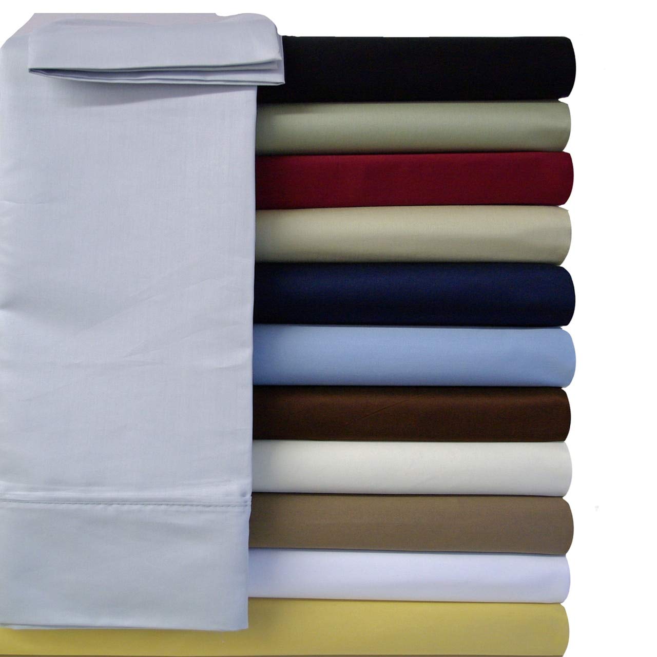 Split King Sheet Set - 2 Twin XL Fitted Sheets, 100% Cotton Deep Pocket Cooling Sateen Bed Sheets, Navy Blue Solid Weave - Perfect for Adjustable Beds, Guest Rooms & Couples with Different Sleeping Preferences