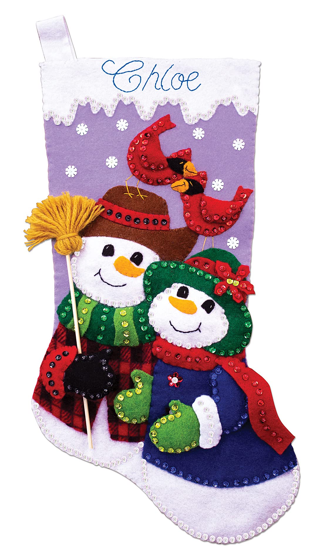 DIY Felt Stocking Kit for Christmas - Snow Couple Holiday Craft Set for Handmade Decorations, Perfect for Xmas Tree Ornaments, Gift Making & Festive Home Decor
