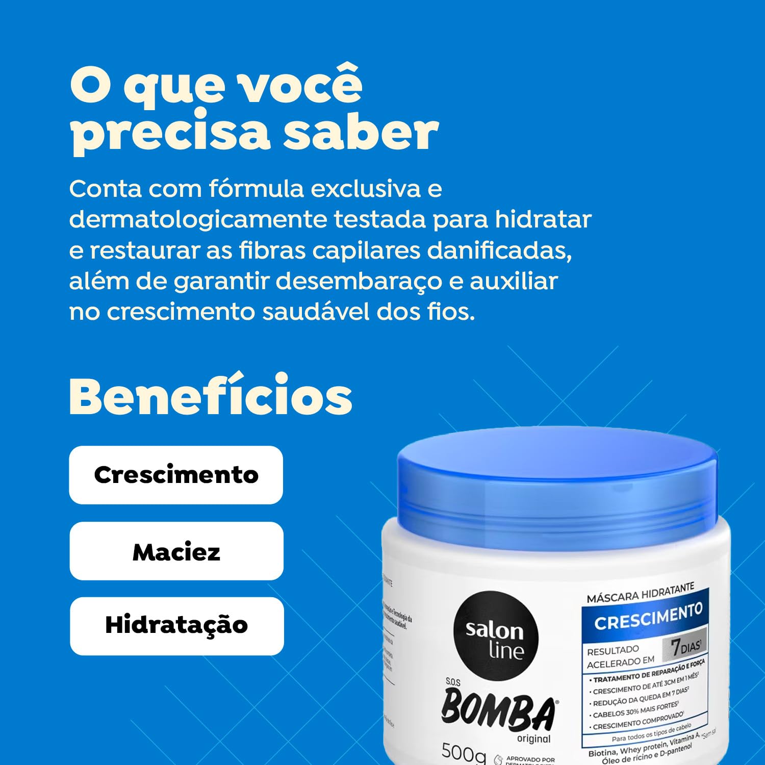 Salon Line SOS Bomba Hair Conditioner - 500g Deep Moisturizing Mask for Dry & Damaged Hair | Professional Salon Treatment at Home | Perfect for Curly, Colored & Chemically Treated Hair