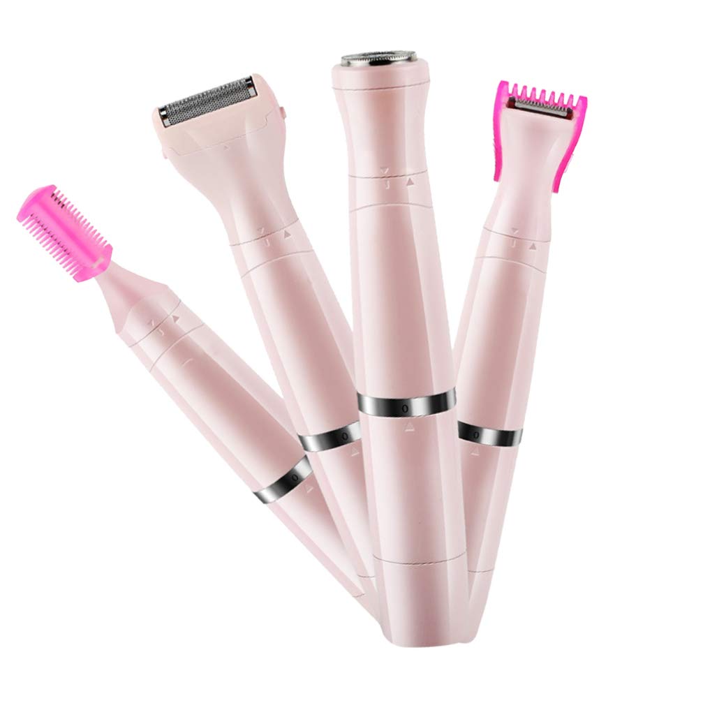 FOMIYES Electric Facial Epilator for Women - 4-in-1 Hair Removal Device for Face, Body & Bikini Area - Rechargeable Ladies Face Trimmer with Pink Design | Perfect for Travel, Home Use & Personal Grooming