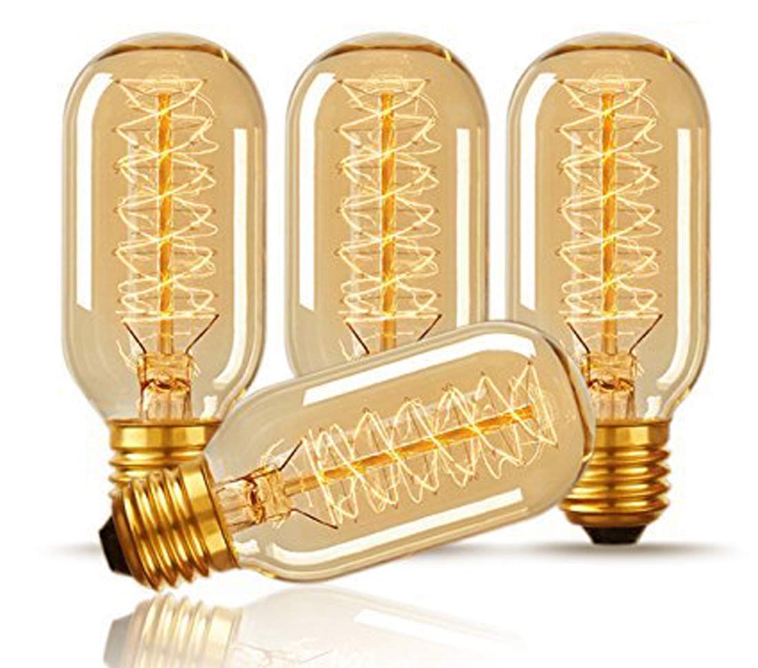 CTKcom T45 25W Vintage Edison Light Bulbs (4 Pack) - E26 Base Dimmable Spiral Filament Warm White 2700K - Perfect for Chandeliers, Pendant Lights & Vintage Home Decor (110V-130V)
