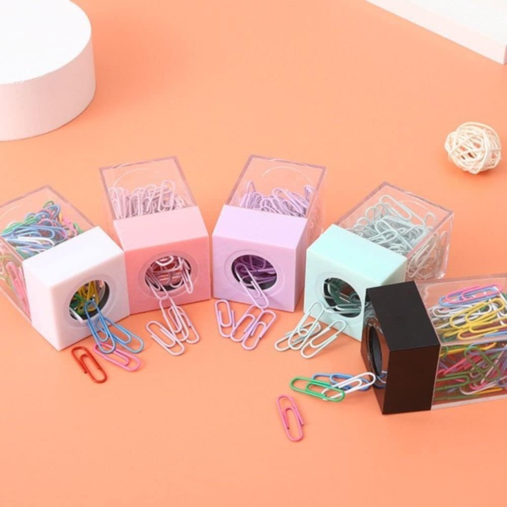 JJLFresheners Green Magnetic Paper Clip Dispenser - Clear Acrylic Office Organizer with Magnetic Top for Desk Supplies | Perfect for Office, Home, School & Workspace Organization