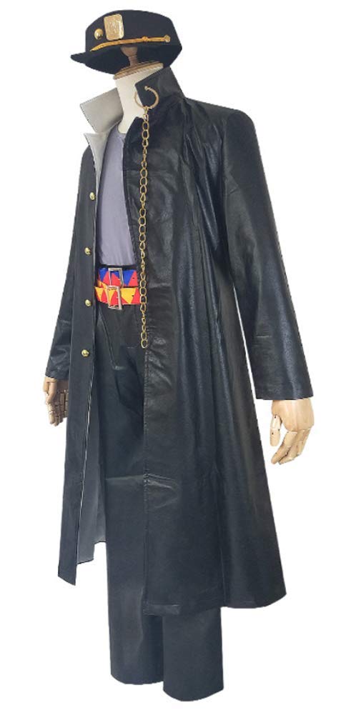 JoJo's Bizarre Adventure Jotaro Kujo Halloween Cosplay Costume - Golden Wind PU Leather Full Set for Men (Size S) | Anime Convention Outfit & Halloween Party Costume