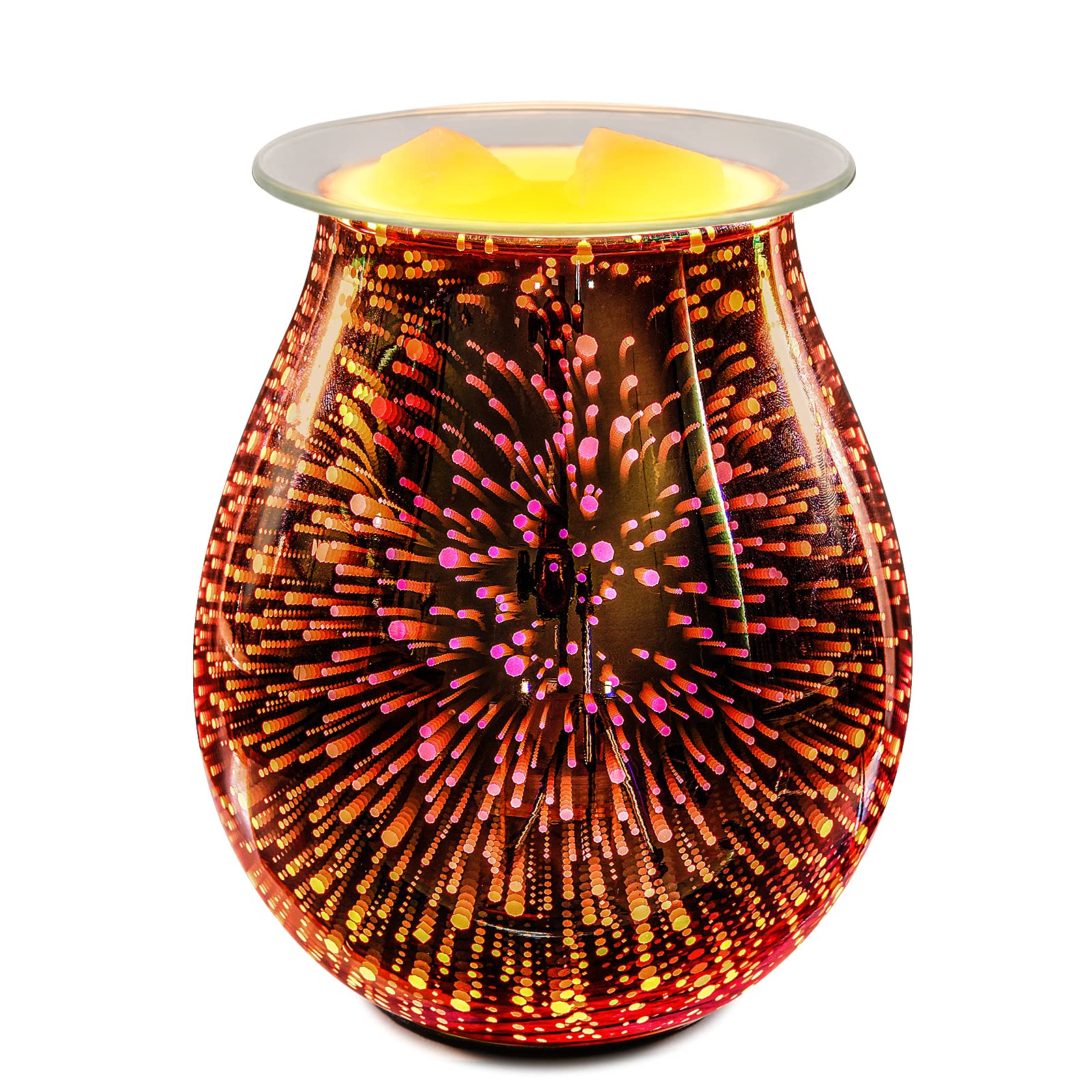 Porseme Rose Gold Electric Wax Warmer - 3D Glass Firework Effect Candle Wax Melter with Dimmer, Fragrance Oil Diffuser for Home, Office, Bedroom | Aromatherapy, Relaxation & Home Decor Gift Idea