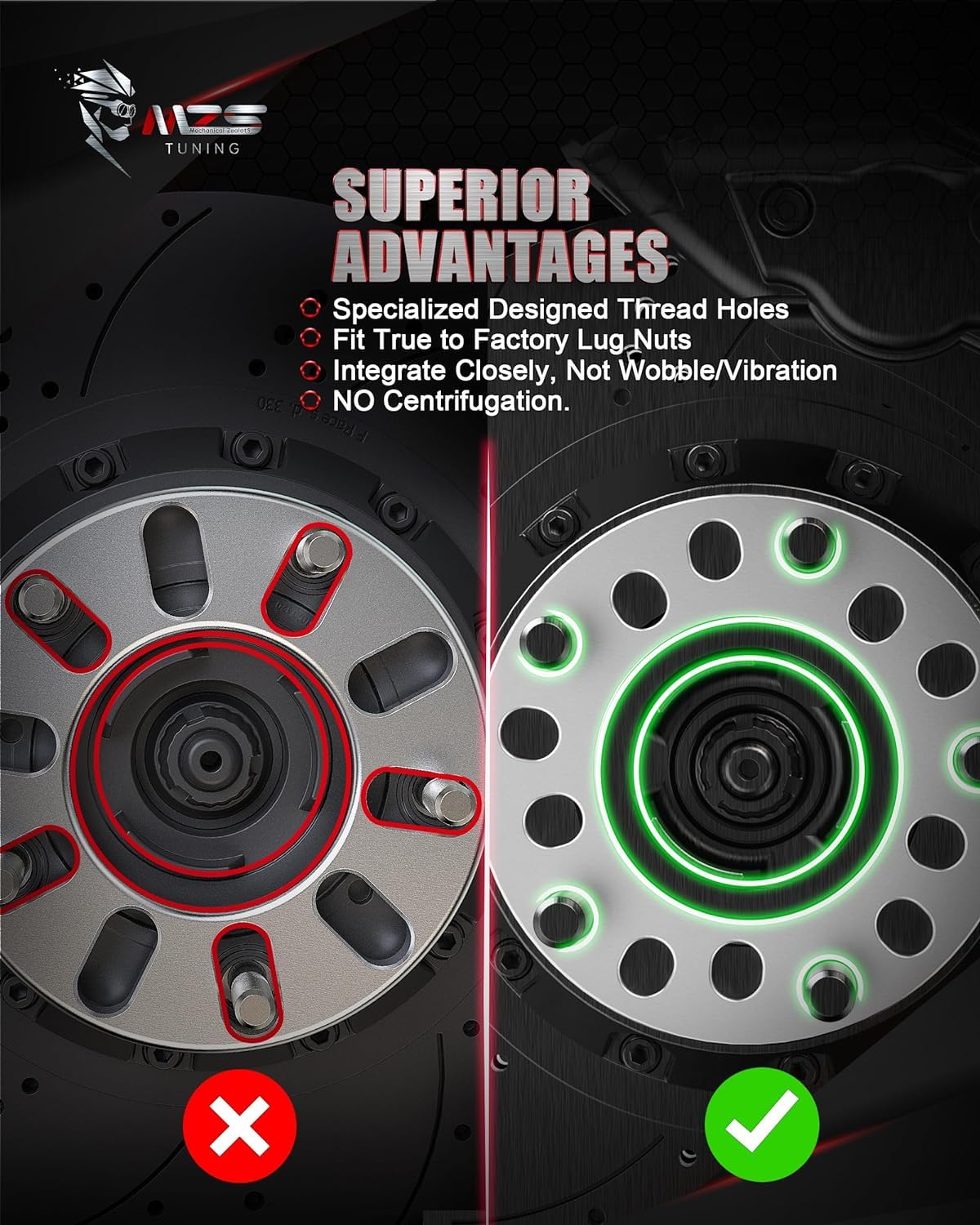 MZS 6mm Wheel Spacers 5x115 Bolt Pattern 1/4