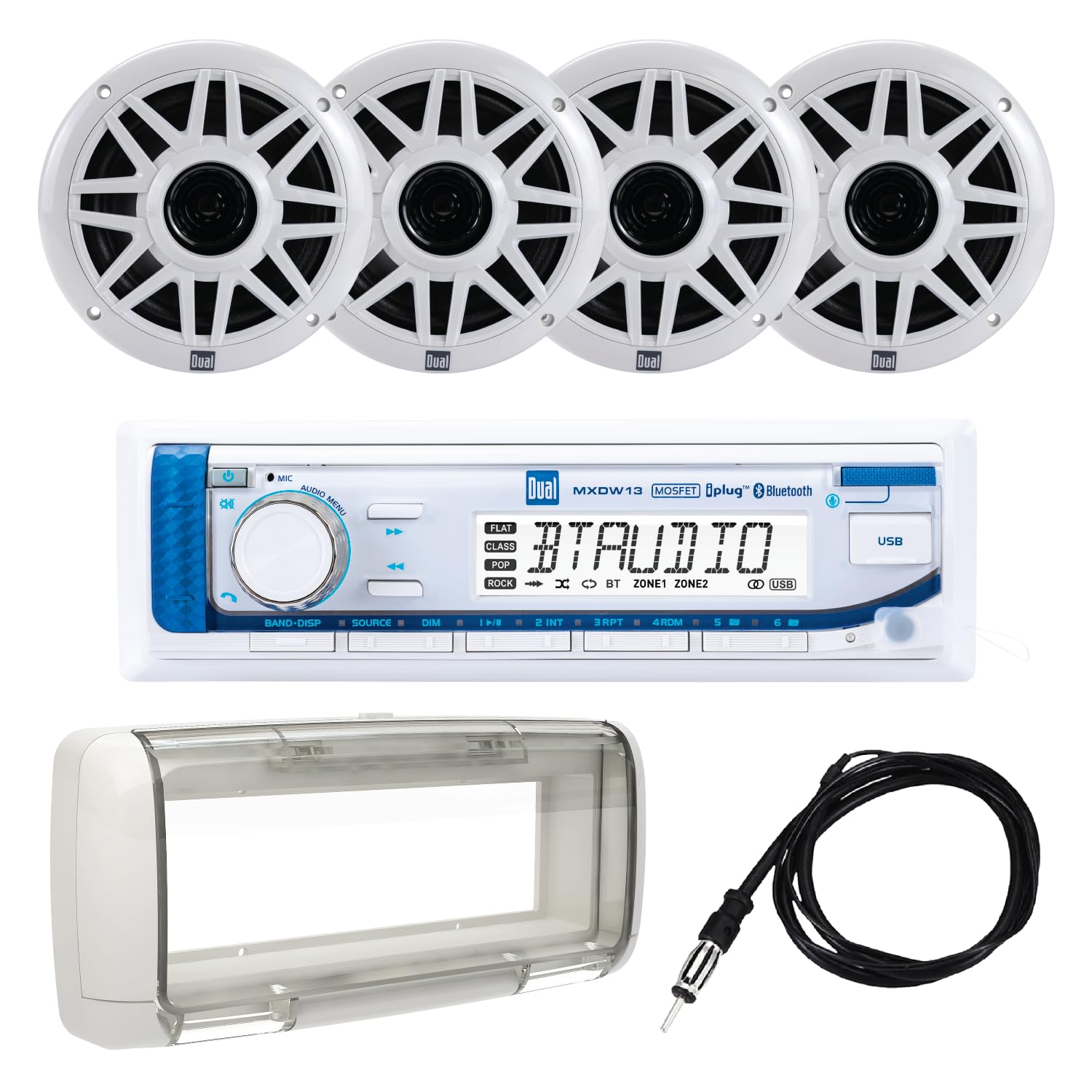 Dual Electronics MXP154SG Marine Stereo System - AM/FM Digital Radio with Bluetooth, 4x 6.5