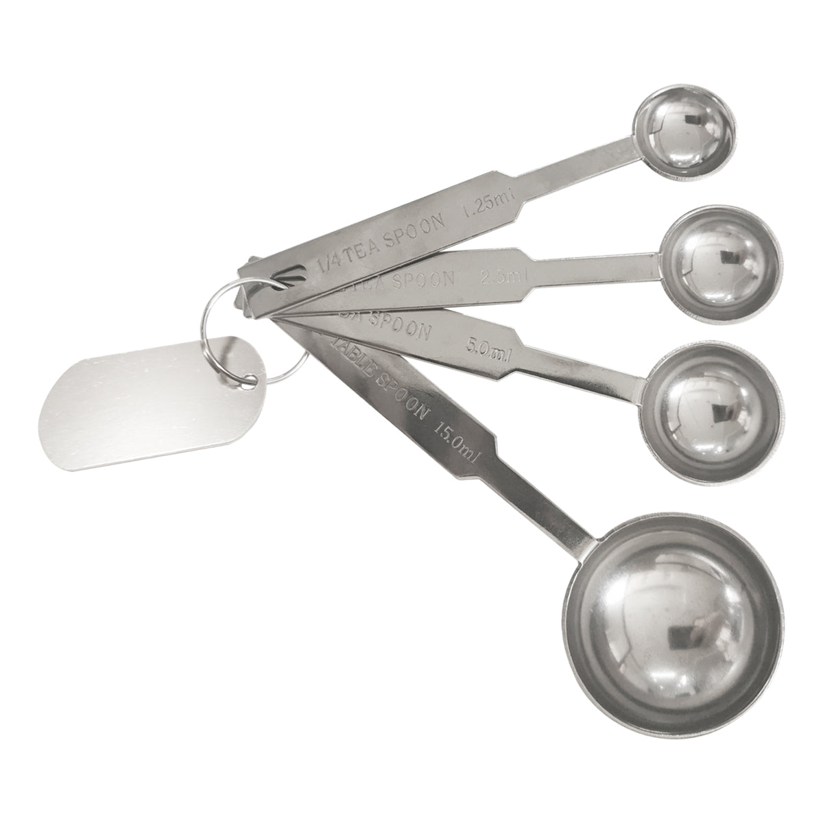 4-Piece Stainless Steel Measuring Spoons Set - Silver, Rust-Proof & Dishwasher Safe - Perfect for Baking, Cooking & Coffee Measuring