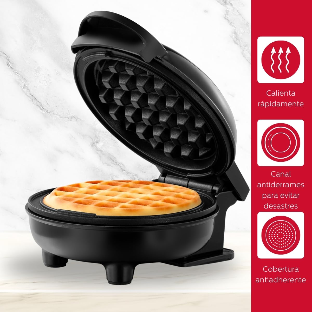 **Holstein Housewares Mini Waffle Maker - 4-Inch Non-Stick Waffles, Quick & Easy Breakfast, Brunch, or Snacks - Perfect for Dorms, Offices, and Small Kitchens**