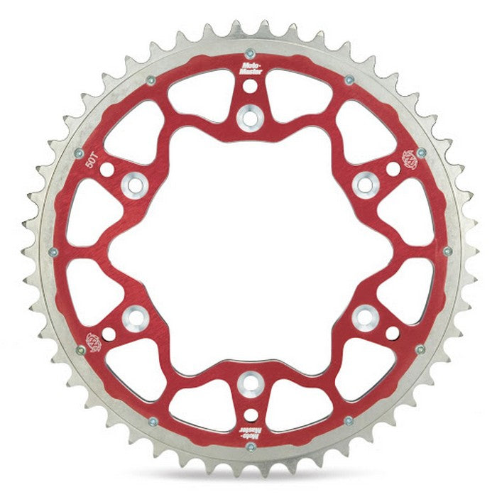 Sprocket Rear Moto Master Fusion Dual Ring - Compatible with Gas Gas, Husqvarna, Sherco (Red) - Perfect for Off-Road Motorcycle Racing & Trail Riding