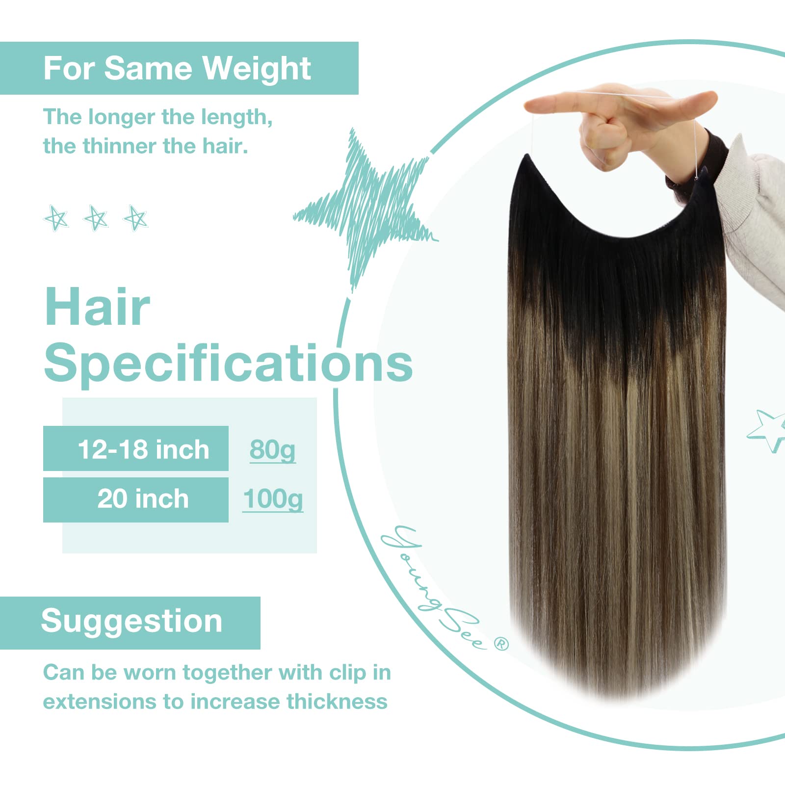 Premium 100% Human Hair Wire Hair Extensions for Women - Clip-In, Heat Resistant, Natural Look for Daily Styling & Special Occasions