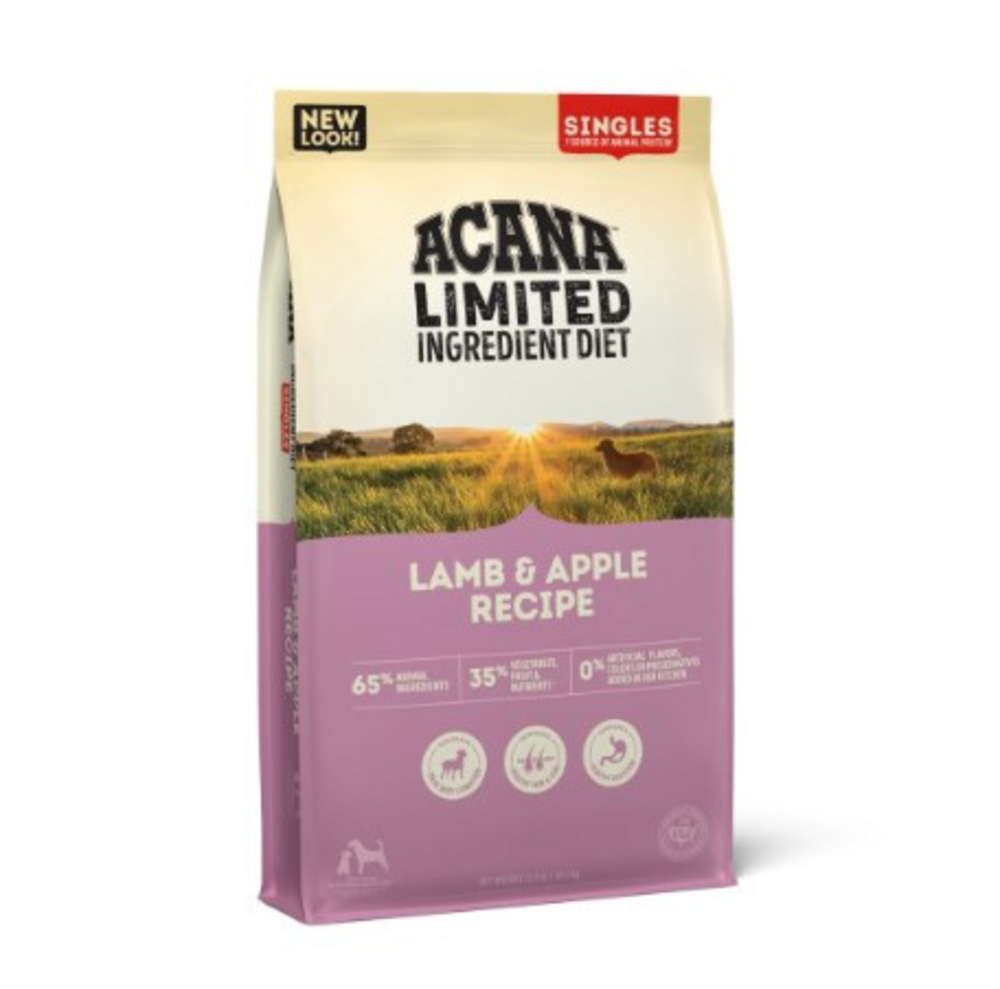ACANA Singles Lamb & Apple Recipe Limited Ingredient Dry Dog Food - Grain-Free, High-Protein Kibble for Dogs with Sensitive Stomachs - Perfect for Adult Dogs & Puppies with Food Allergies