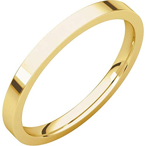 14K Yellow Gold 2mm Flat Comfort Fit Wedding Band Ring - Size 4, Durable & Hypoallergenic - Perfect for Everyday Wear, Anniversary Gifts & Bridal Jewelry