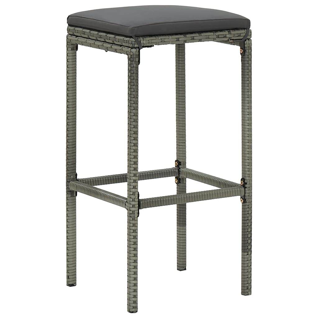 vidaXL 5-Piece Patio Bar Set with Wood Tabletop & Cushions - Outdoor Bar Table & Stools for Garden, Farmhouse, or Backyard - Perfect for Entertaining, Dining, and Relaxing in Gray
