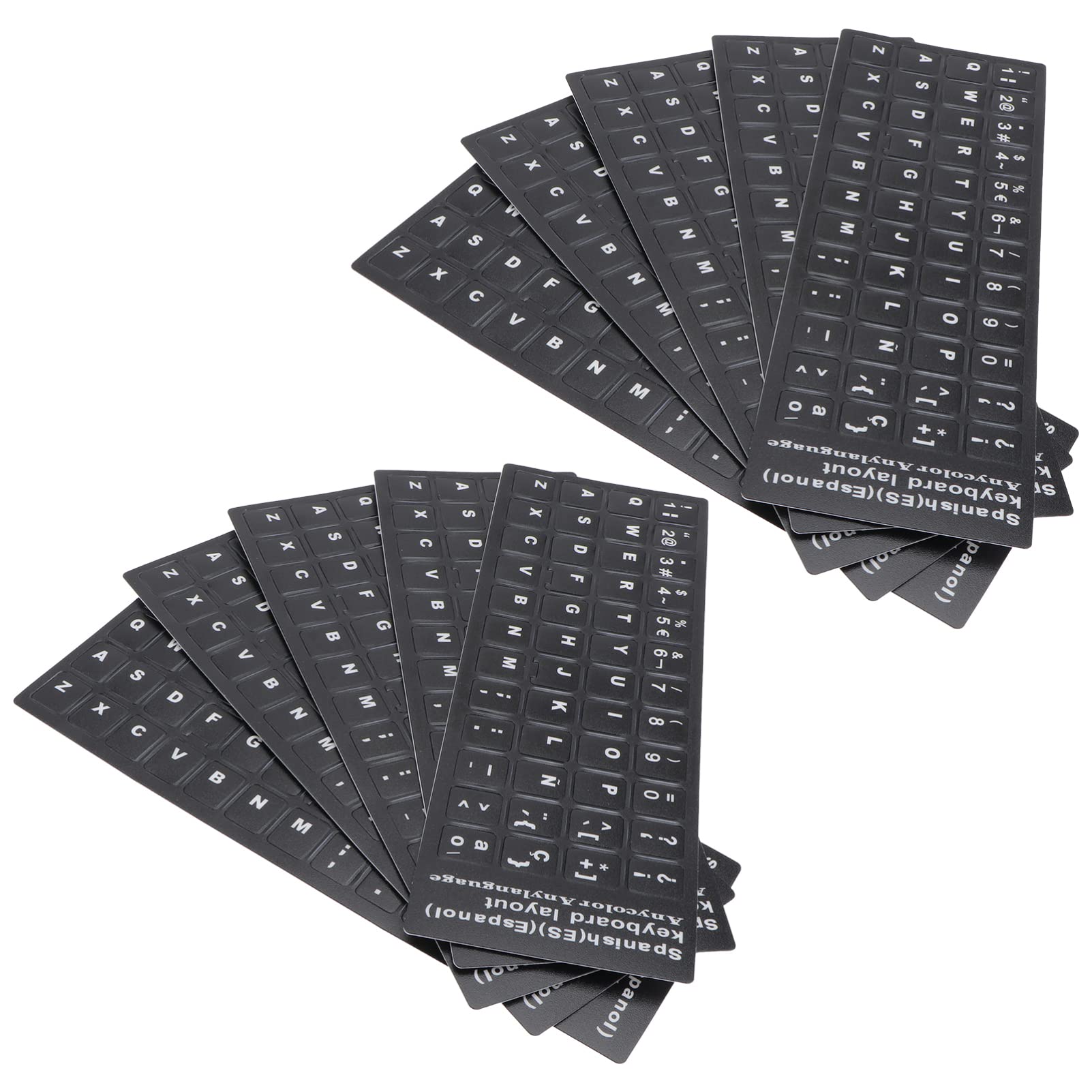 Mobestech 10Pcs Spanish Keyboard Stickers - Custom Letter Key Stickers for PC & Laptop - Perfect for Bilingual Typing, Language Learning & Office Use