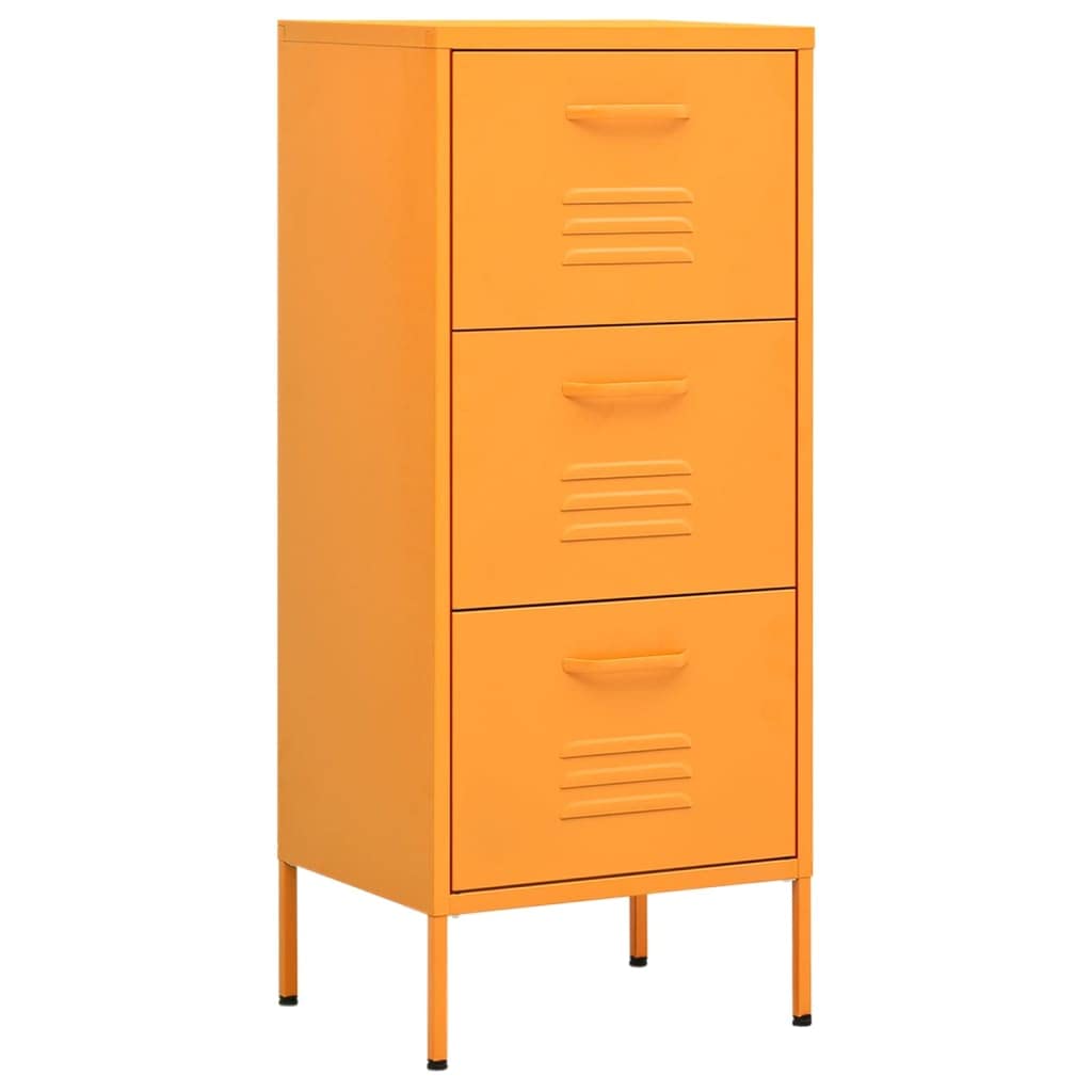 vidaXL 2-Drawer Steel File Cabinet - Mustard Yellow Office Storage Cabinet for Documents & Files | Perfect for Home Office, School, or Business Organization
