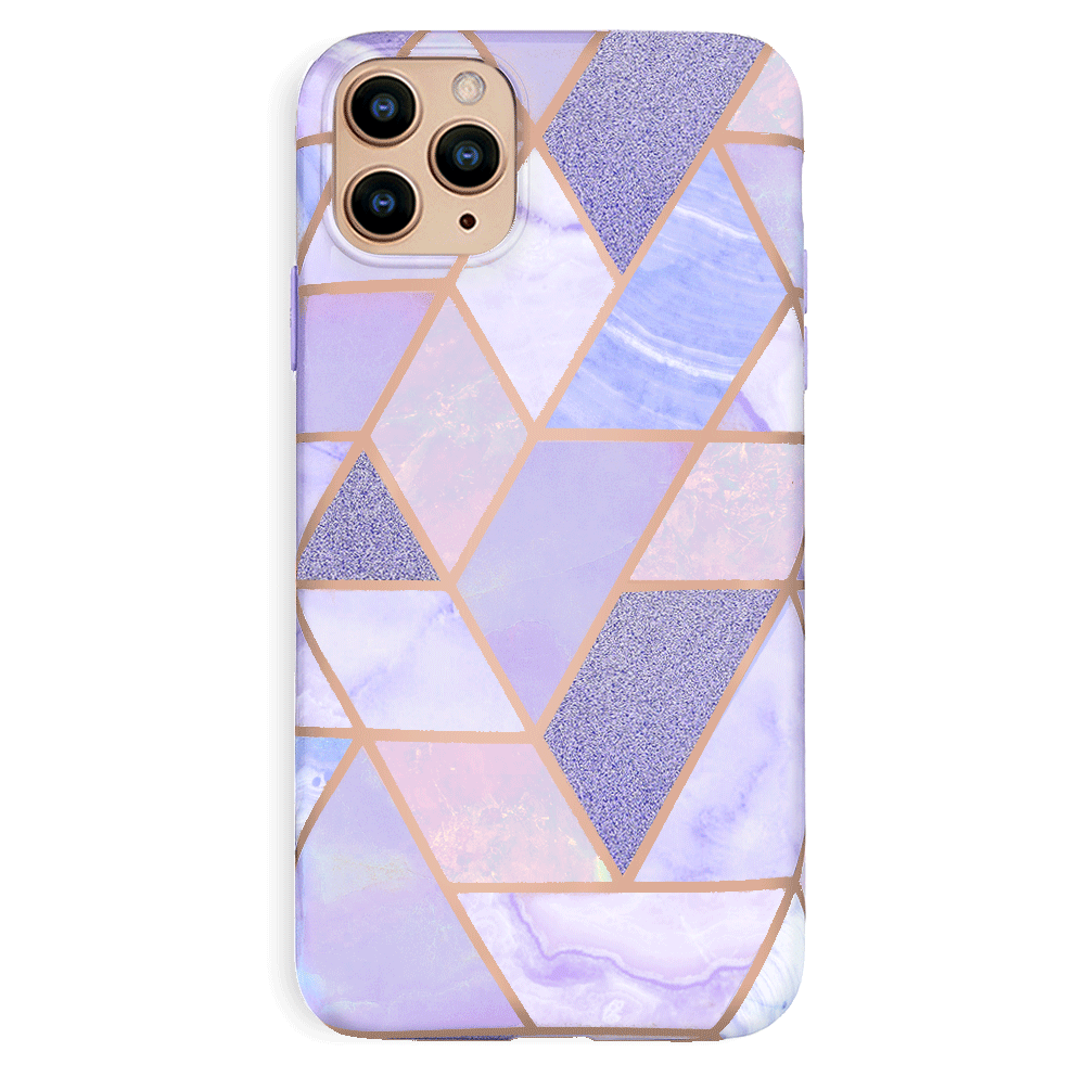 Stylish Purple Geometric Marble iPhone Case - Durable Protective Cover for iPhone 13/14/15 Pro Max - Trendy Aesthetic Phone Case for Women & Men - Perfect for Daily Use, Travel & Gift Giving