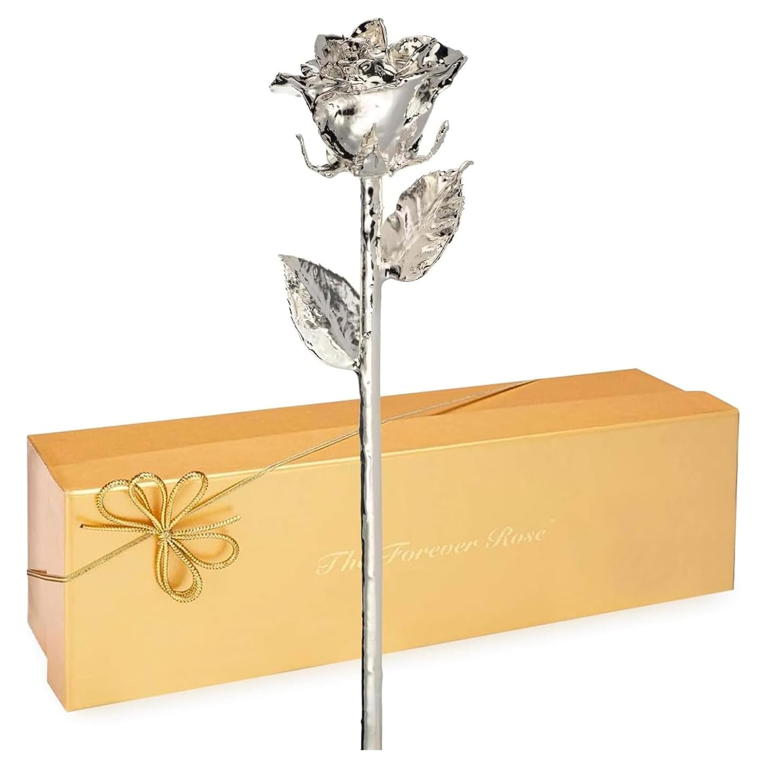 Forever Rose Real Silver Dipped Rose - Genuine Handcrafted Everlasting Flower, Unique Romantic Gift for Women & Men - Perfect for Anniversaries, Weddings & Valentine's Day