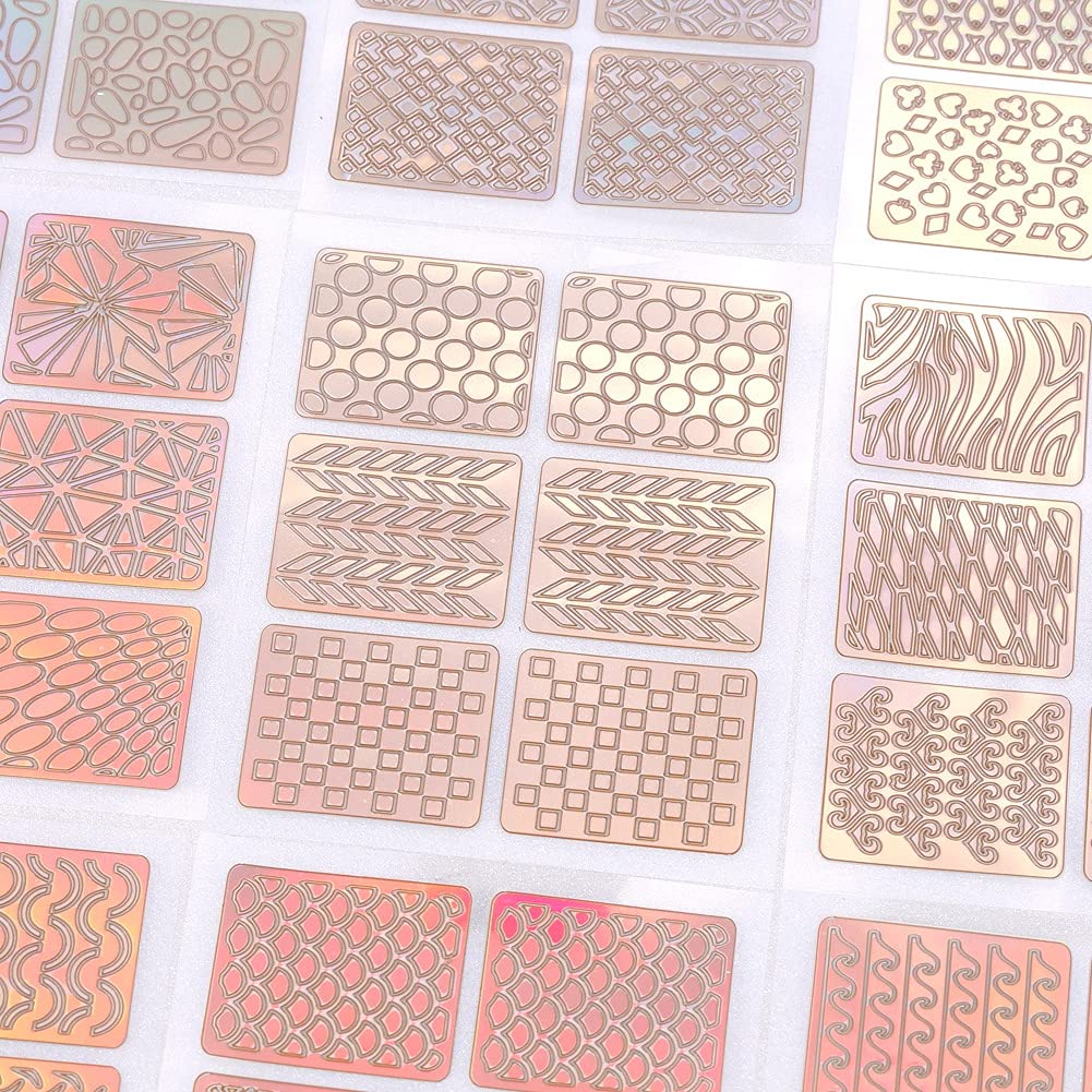 24 Sheet Nail Vinyl Stencils - Self Adhesive Gold & Silver Nail Art Stickers for Professional & DIY Nail Designs | Perfect for Salon, Home Manicure, Party & Wedding Nail Decorations
