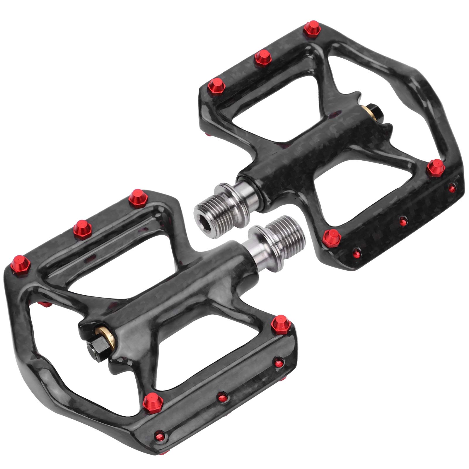 EVTSCAN Carbon Fiber Road Bike Pedals - Lightweight Self-Locking Bicycle Pedals with Adapter for Cycling & Racing | Perfect for Road Bikes, Mountain Bikes & Indoor Training
