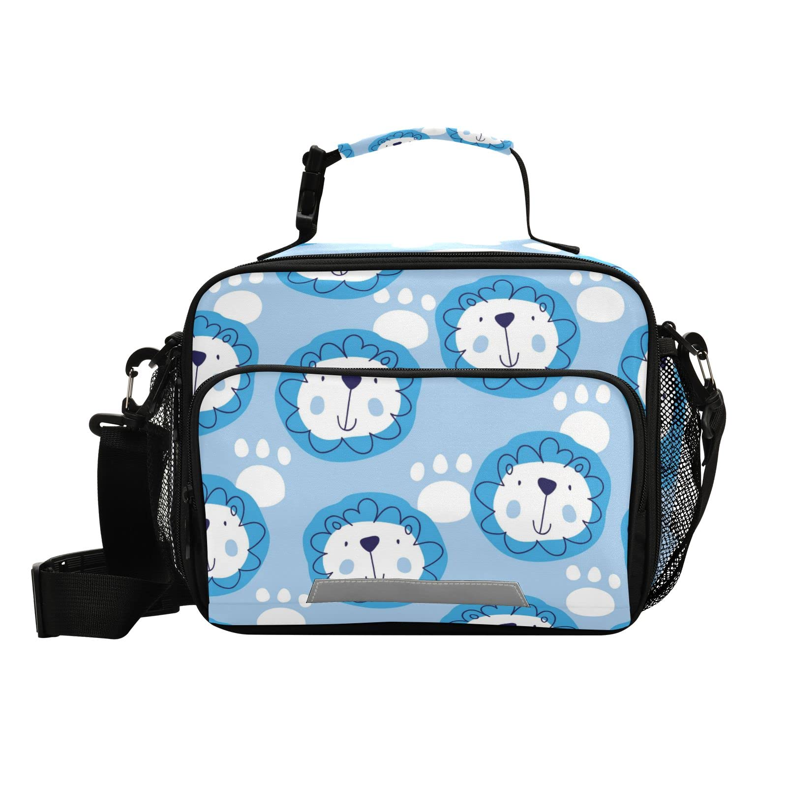 Glaphy Blue Lion Cartoon Insulated Lunch Bag - Leakproof Cooler Lunch Box with Adjustable Shoulder Strap for Office, School, Picnic & Travel | Perfect for Kids, Adults & Outdoor Activities