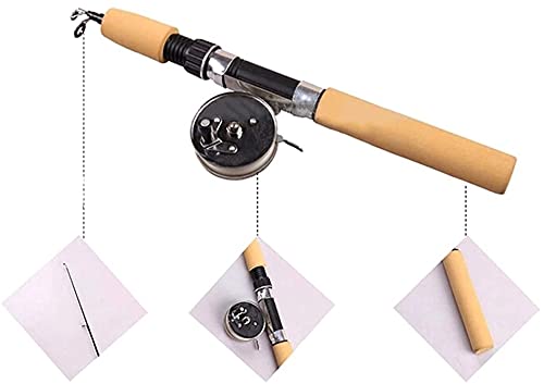 Compact Telescopic Fishing Rod - Carbon Fiber, Anti-Slip Wood Handle for Winter Ice Fishing - 100cm Portable Bait Casting Rod